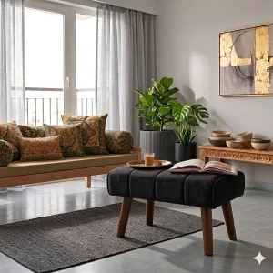Embroidered Boho Floor Ottoman