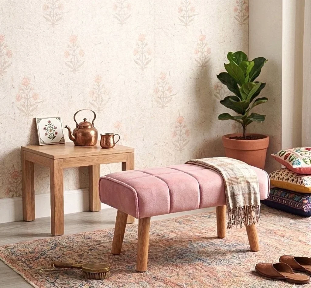 blush pink footrest stool