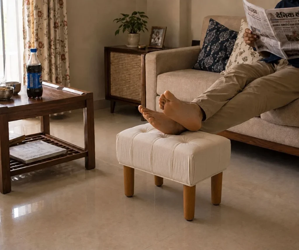 Mango Wood Storage Ottoman