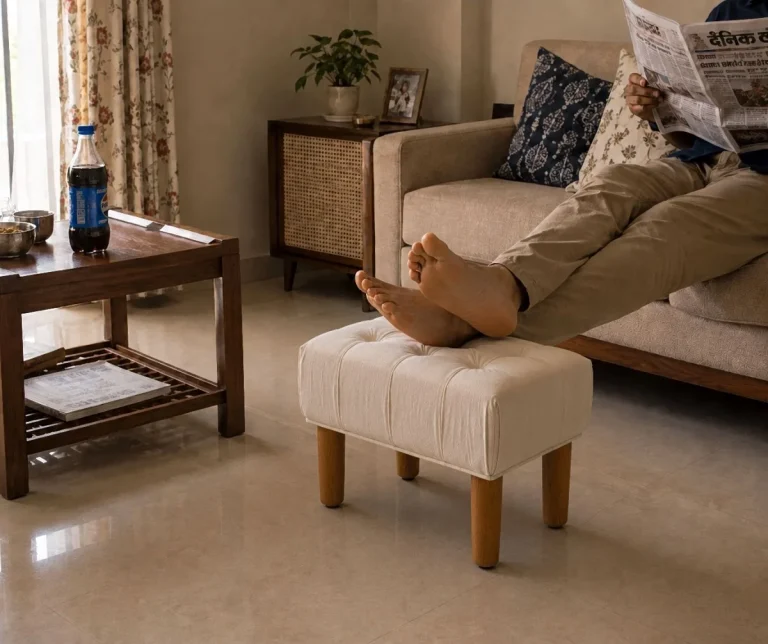 Mango Wood Storage Ottoman
