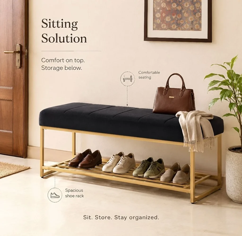 3-Tier Sheesham Wood Shoe Rack