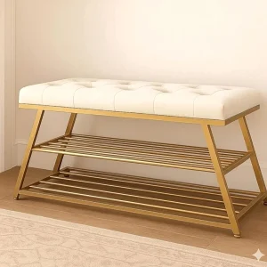 Rustic Mango Wood Shoe Bench