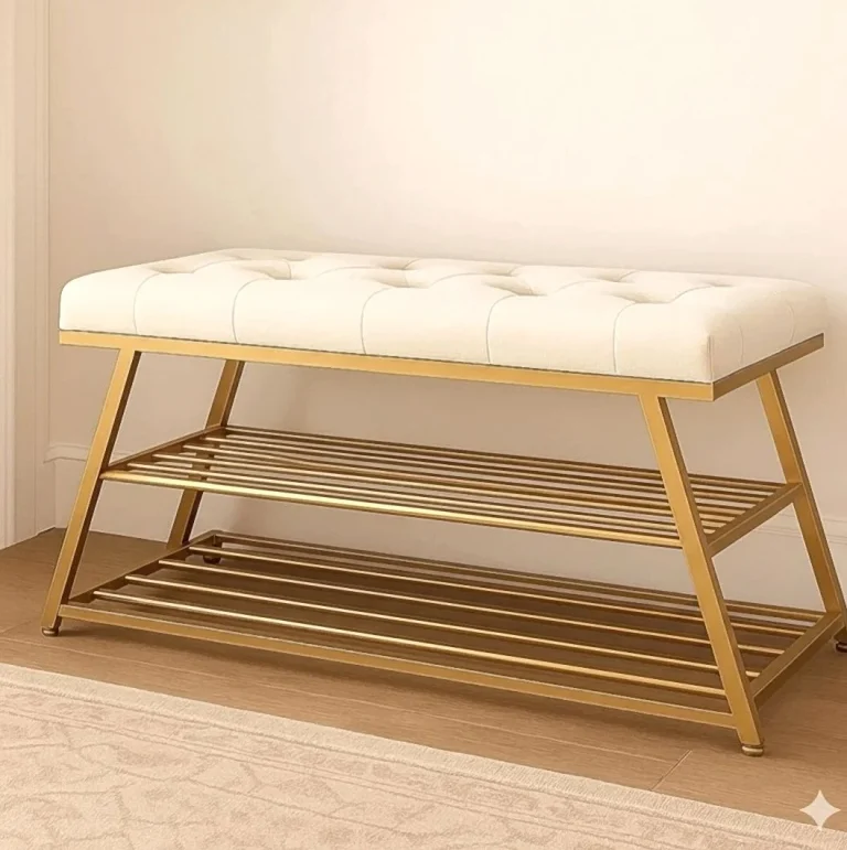 Rustic Mango Wood Shoe Bench