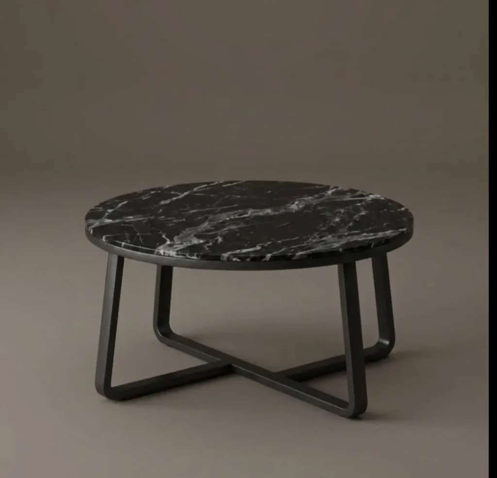 Round Brass-Inlay Accent Table
